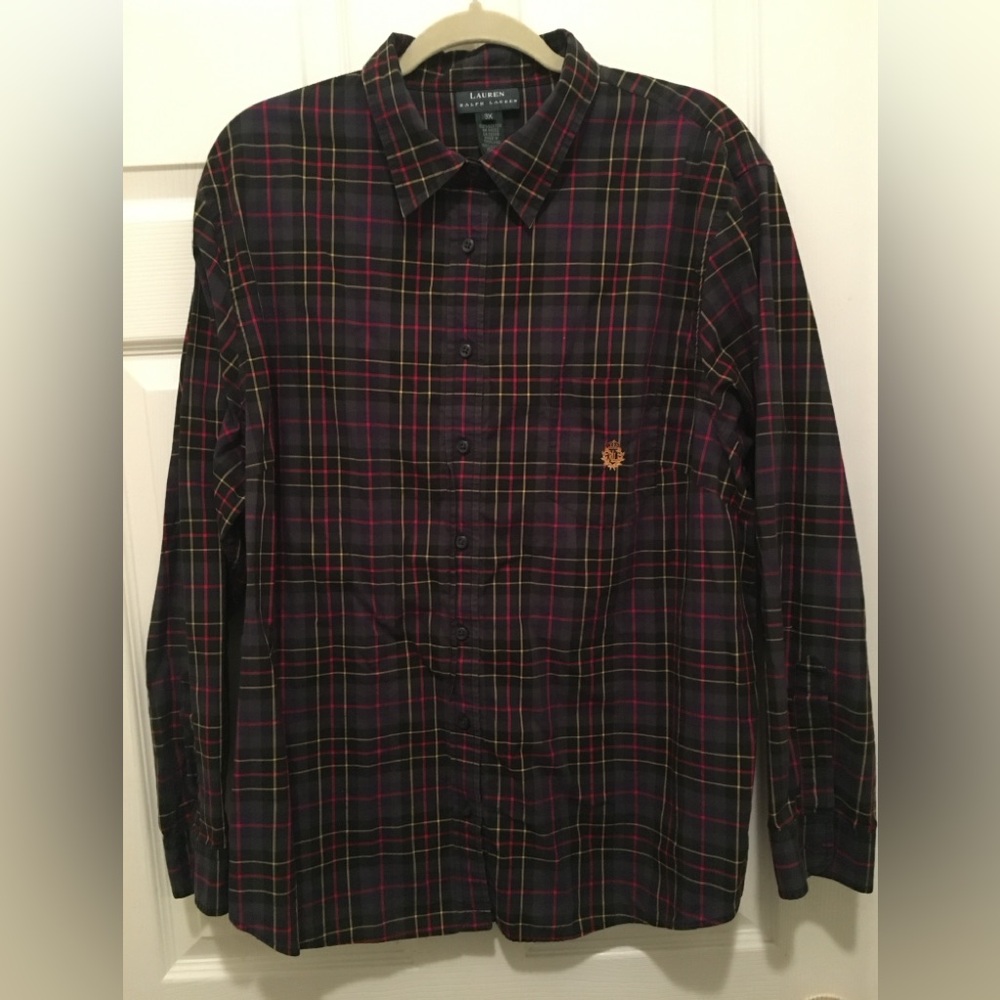 Ralph Lauren Plaid Button Down Shirt w/Crest. Size 3x